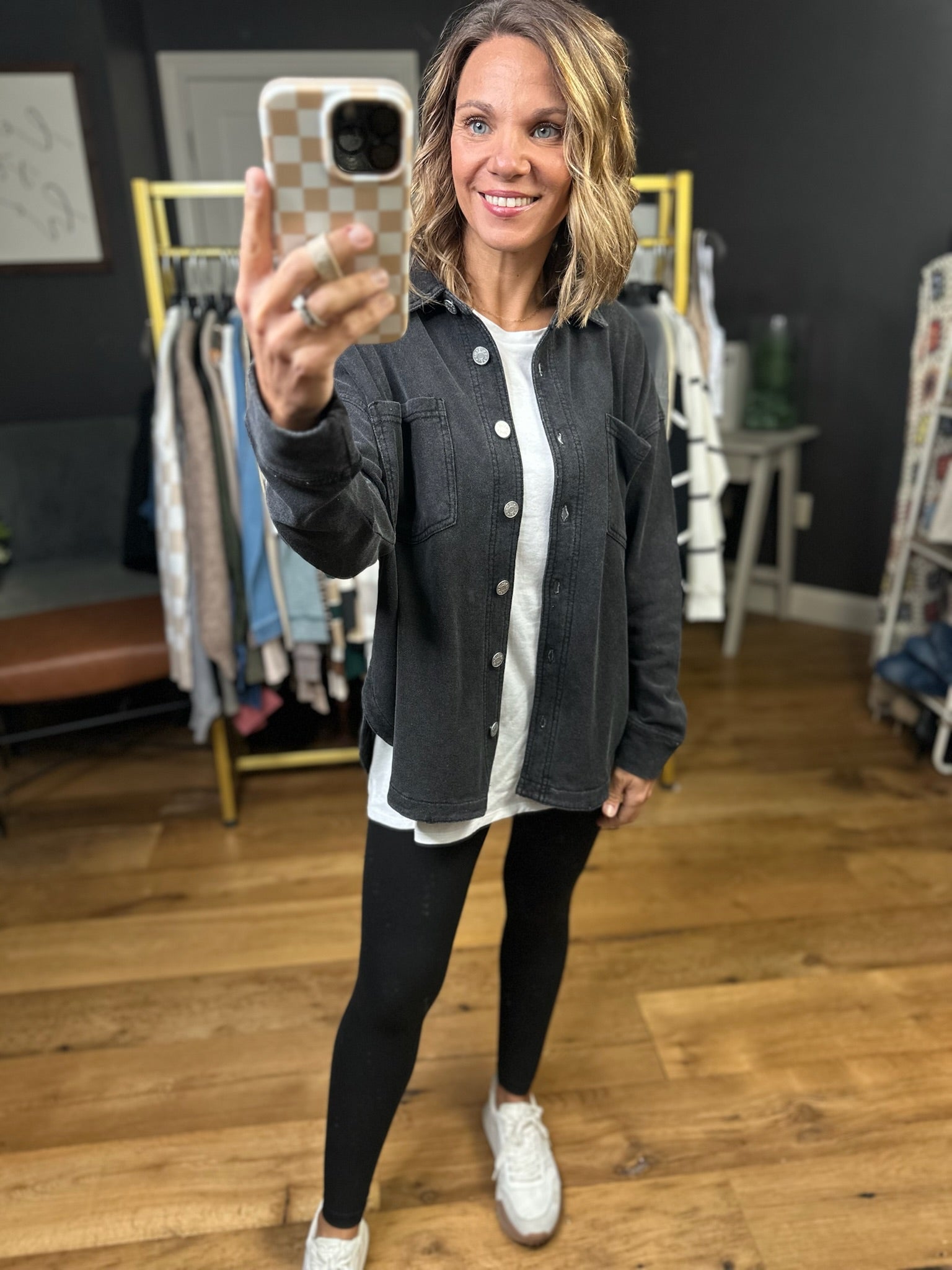 Making Perfect Sense Shacket - Washed Charcoal-Be Cool-Anna Kaytes Boutique, Women's Fashion Boutique in Grinnell, Iowa