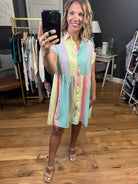 Spring Celebration Striped Contrasting Dress - Lemon Blush-Dresses-Entro-Anna Kaytes Boutique, Women's Fashion Boutique in Grinnell, Iowa