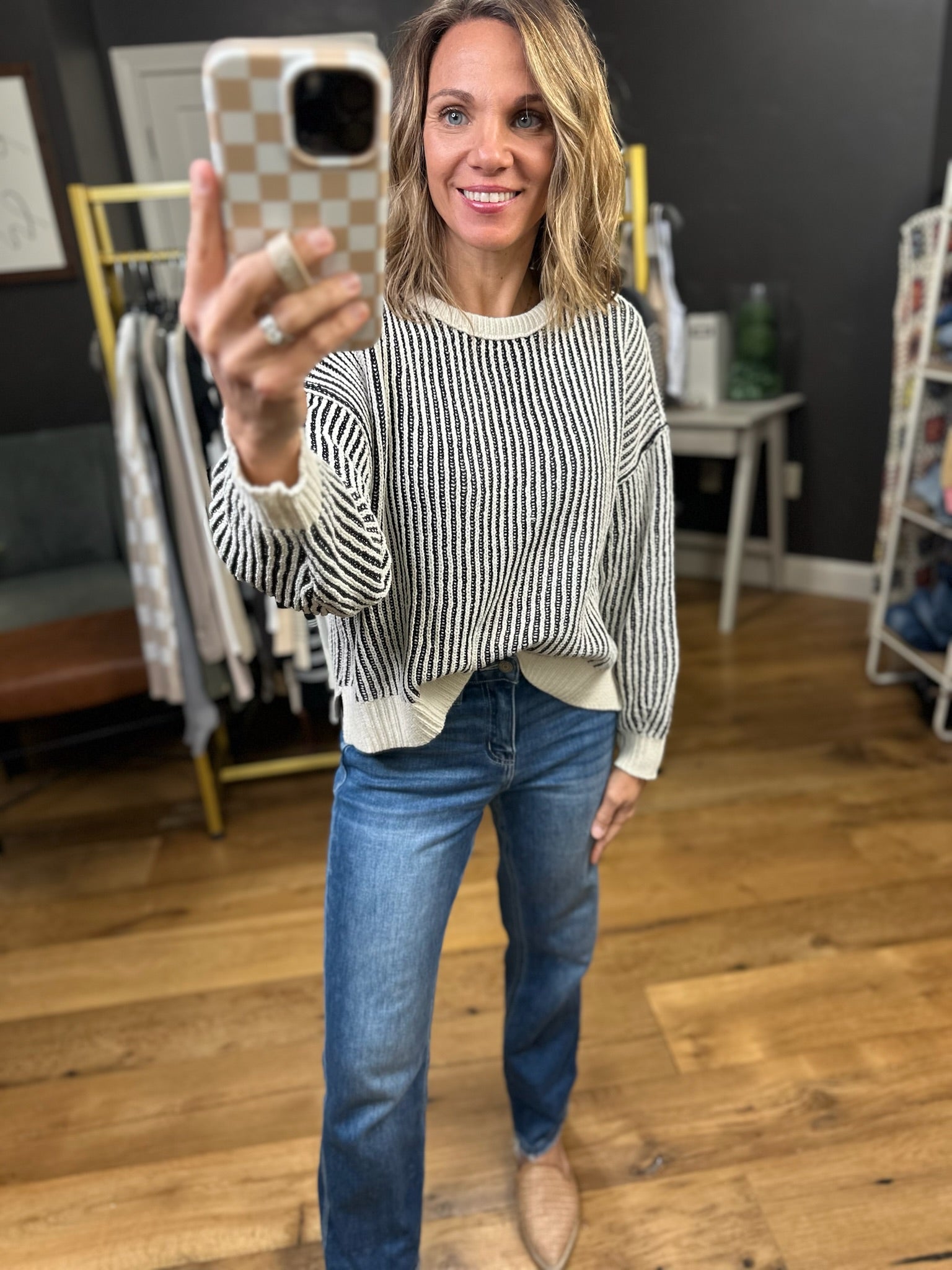 The Lindsey Textured Crew Sweater - Multiple Options-Blu Pepper-Anna Kaytes Boutique, Women's Fashion Boutique in Grinnell, Iowa