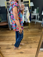 Flowers Bloom Floral Top - Hot Pink-Eesome-Anna Kaytes Boutique, Women's Fashion Boutique in Grinnell, Iowa