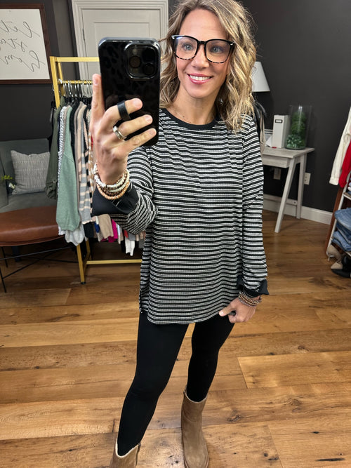 The Cara Striped Ribbed Longsleeve - Multiple Options-Cotton Bleu 63057-Anna Kaytes Boutique, Women's Fashion Boutique in Grinnell, Iowa
