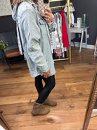 Do It All Denim Hoodie Jacket - Acid Wash-Jackets-Risen RDJ1128-Anna Kaytes Boutique, Women's Fashion Boutique in Grinnell, Iowa