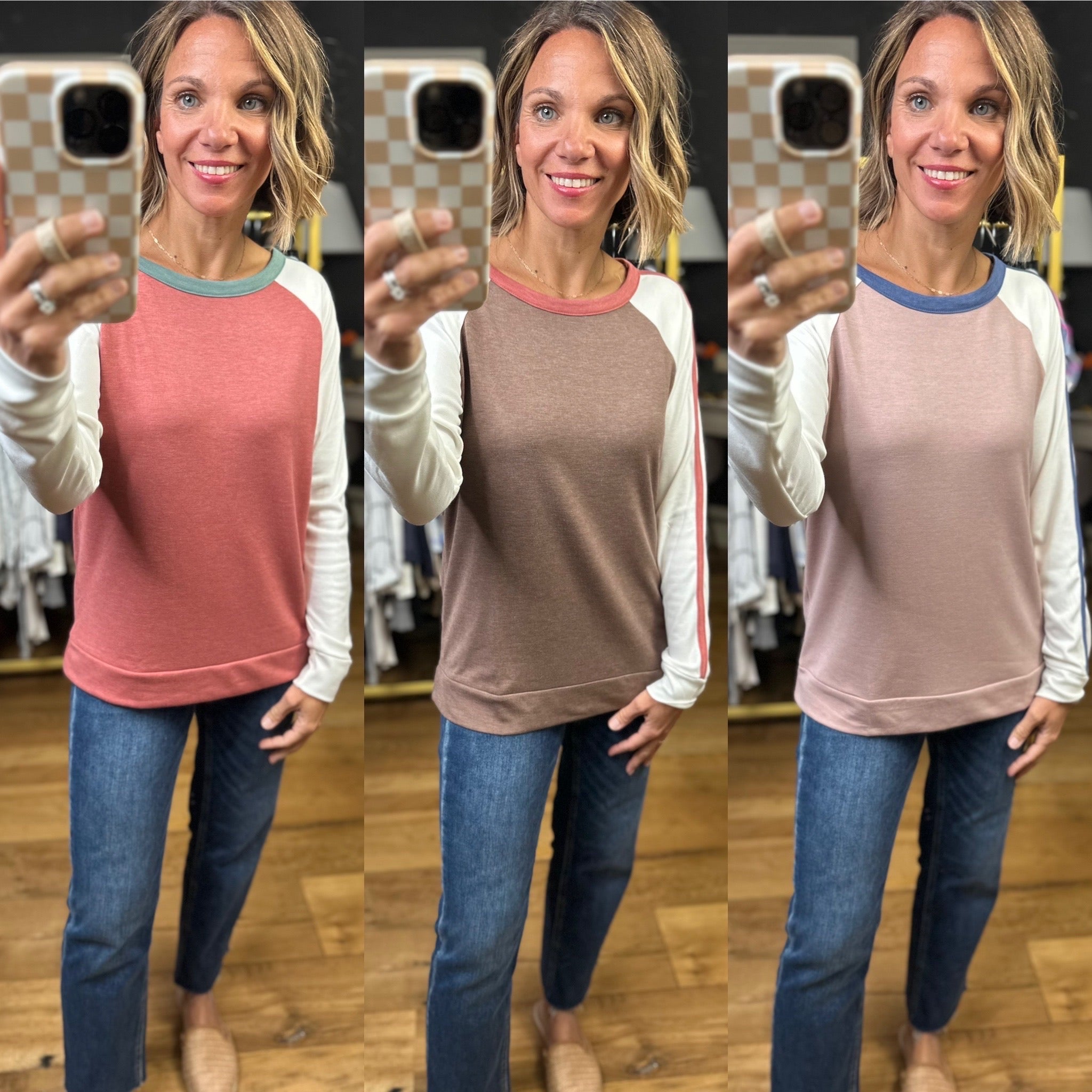 Sure Thing Color Block Long Sleeve Top - Multiple Options-Staccato-Anna Kaytes Boutique, Women's Fashion Boutique in Grinnell, Iowa