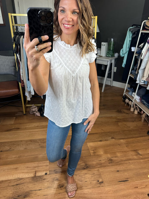 Confident Feeling Ruffle Sleeve Blouse - Ivory-Hem & Thread 32068-Anna Kaytes Boutique, Women's Fashion Boutique in Grinnell, Iowa