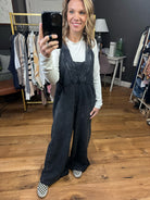 A Long Look Wide-Leg Jumpsuit - Washed Black-Jumpsuits-Easel EB55689-Anna Kaytes Boutique, Women's Fashion Boutique in Grinnell, Iowa