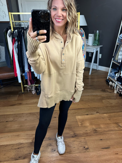 Road Tripping Oversized Hoodie With 1/4 Button Front - Multiple Options