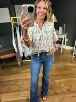 Moving Through Patterned Top - Coral-Entro-Anna Kaytes Boutique, Women's Fashion Boutique in Grinnell, Iowa