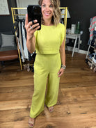 Rebuild Together Wide-Leg Pant With Crop Top - Lime-Two piece set-Very J VE60048top VE60048BOT-Anna Kaytes Boutique, Women's Fashion Boutique in Grinnell, Iowa