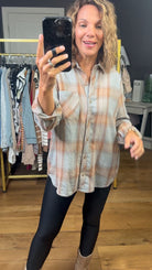 Right Time, Right Place Plaid Button-Down Top - Caramel-Be cool-Anna Kaytes Boutique, Women's Fashion Boutique in Grinnell, Iowa