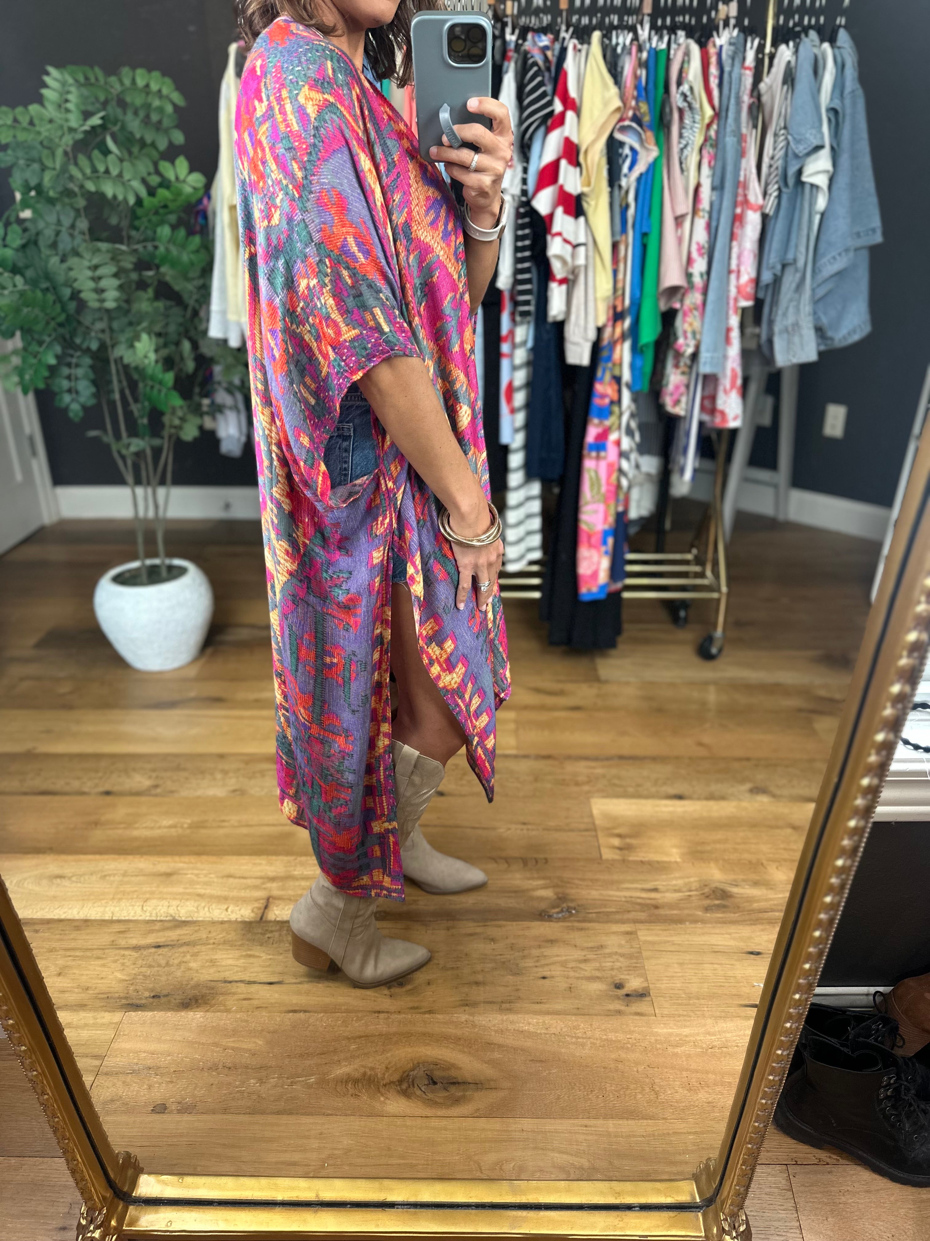 Right Here In Paradise Kimono - Multi-Urbanista-Anna Kaytes Boutique, Women's Fashion Boutique in Grinnell, Iowa