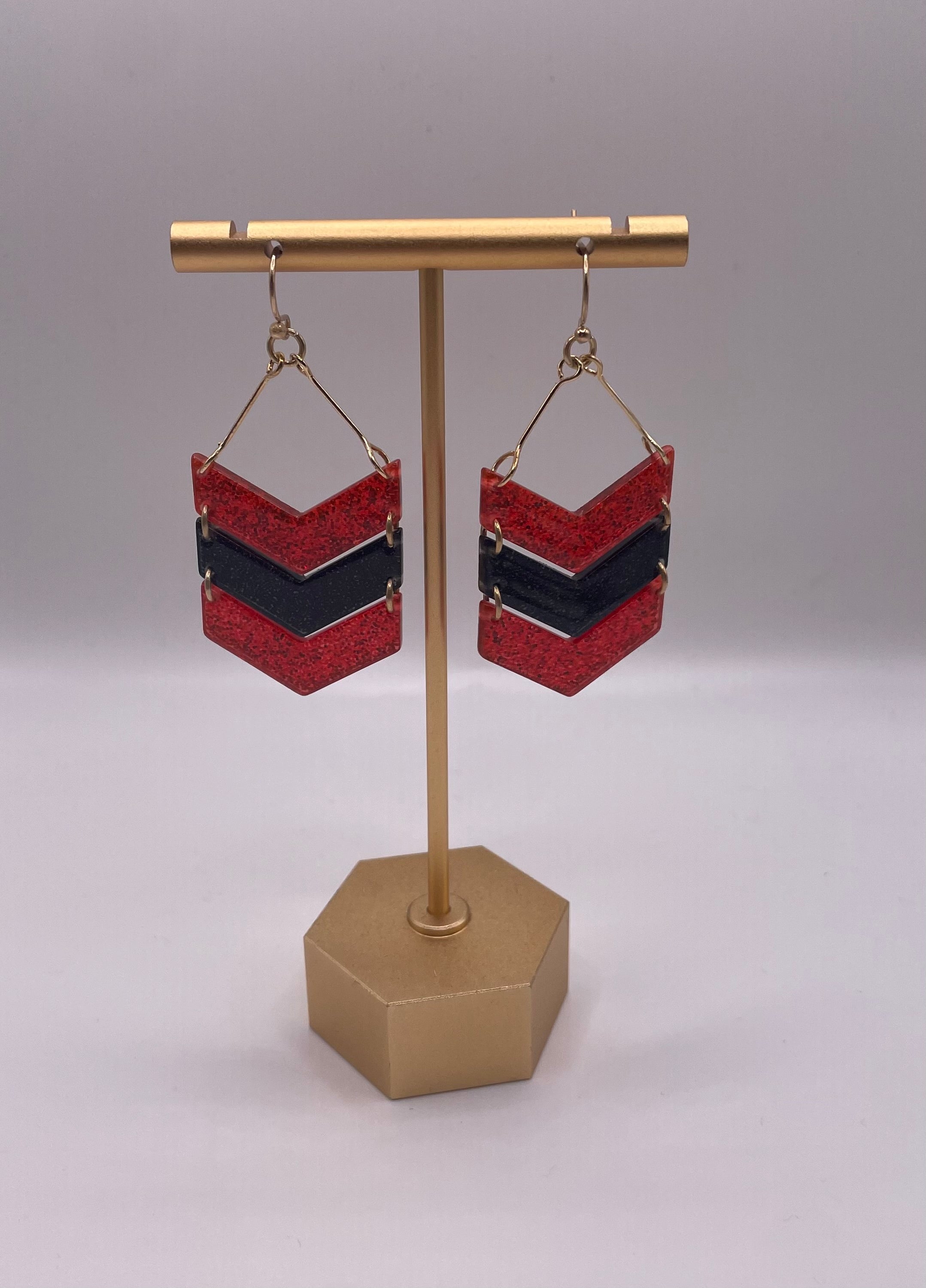 Red & Black Chevron Earrings-Earrings-Anna Kaytes Boutique-Anna Kaytes Boutique, Women's Fashion Boutique in Grinnell, Iowa