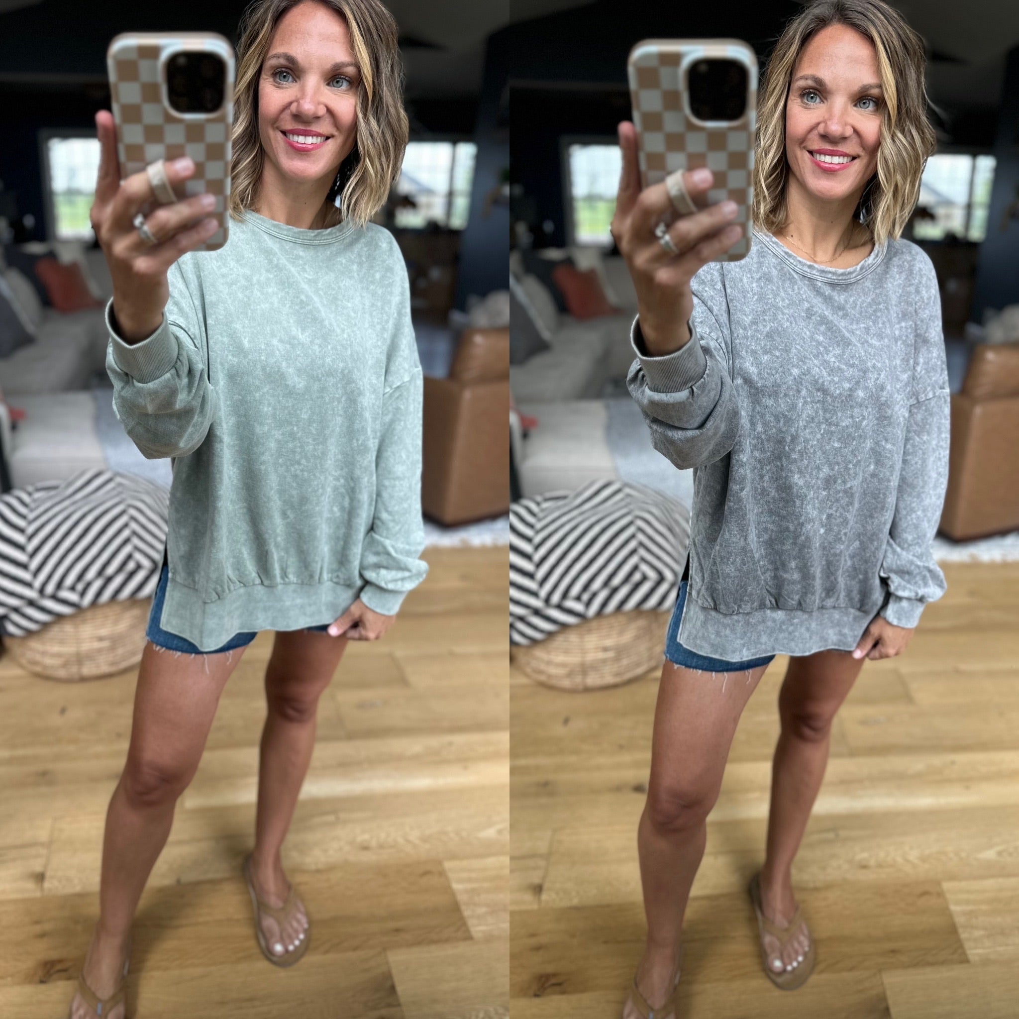 Right Away Washed Crew Sweatshirt-Blu Pepper-Anna Kaytes Boutique, Women's Fashion Boutique in Grinnell, Iowa