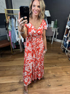 Sunshine State Floral Dress - Deep Orange-Dresses-Entro D22320-Anna Kaytes Boutique, Women's Fashion Boutique in Grinnell, Iowa