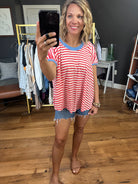 To the Point Striped Dolman Tee - Red-Short Sleeves-Ces Femme-Anna Kaytes Boutique, Women's Fashion Boutique in Grinnell, Iowa