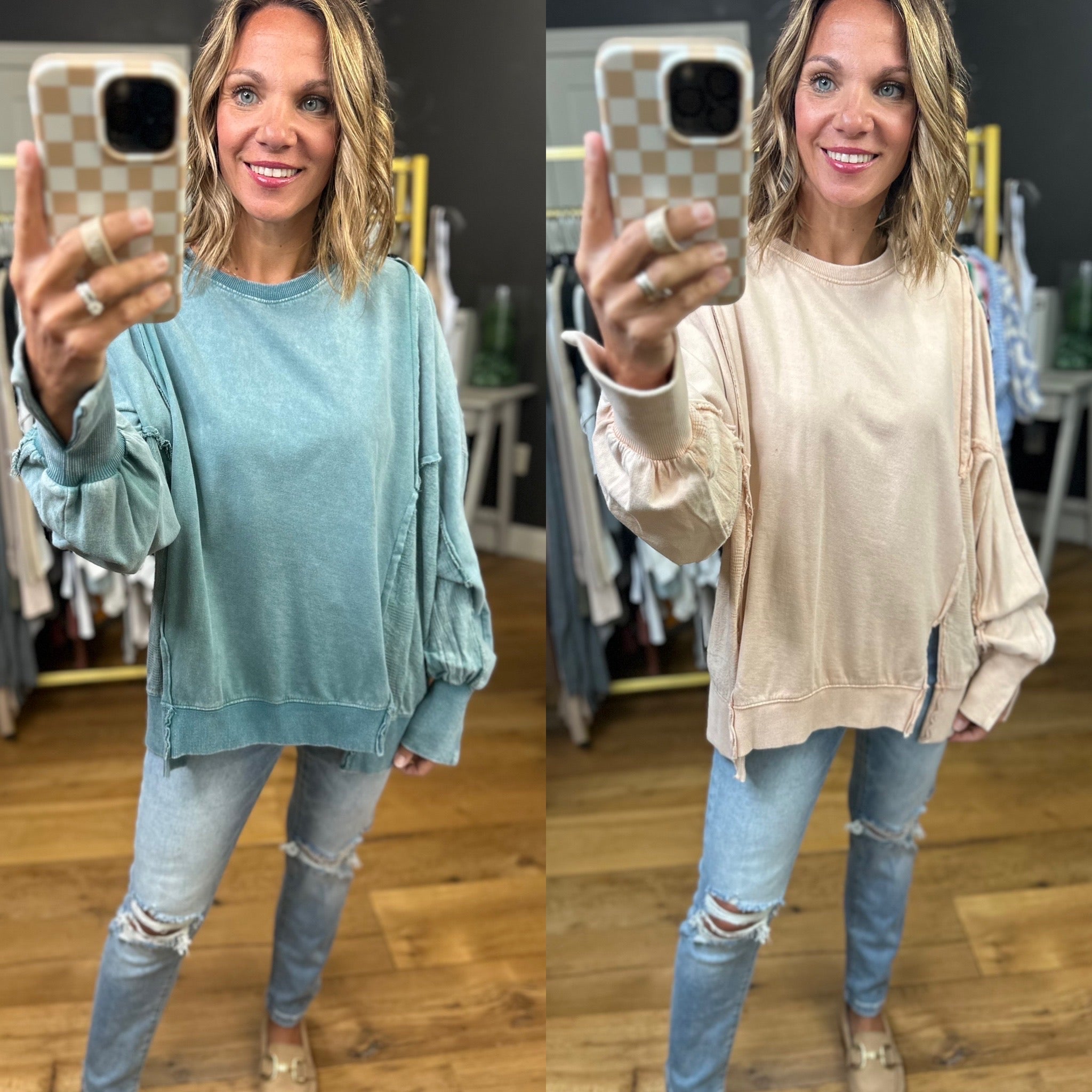 Like The Last Time Textured Dolman Sleeve Crew - Multiple Options-Sweaters-Easel-Anna Kaytes Boutique, Women's Fashion Boutique in Grinnell, Iowa