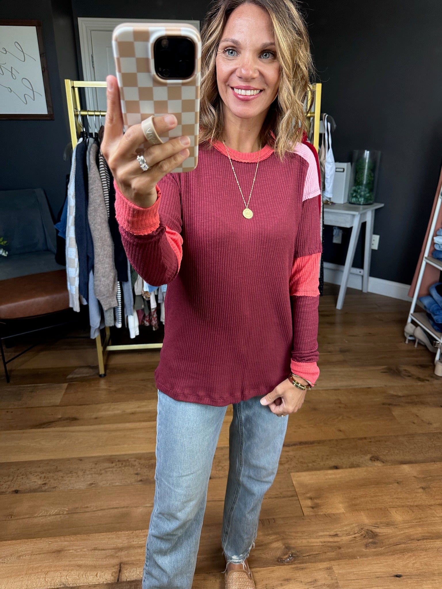 Good Enough Textured Long Sleeve Top - Burgundy-Aemi & Co-Anna Kaytes Boutique, Women's Fashion Boutique in Grinnell, Iowa