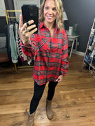 Reaching Out Plaid Button-Down - Red-Long Sleeves-La Miel SRT7807-21-Anna Kaytes Boutique, Women's Fashion Boutique in Grinnell, Iowa