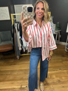 Feeling Loved Striped Button-Down - Red-Jodifl-Anna Kaytes Boutique, Women's Fashion Boutique in Grinnell, Iowa