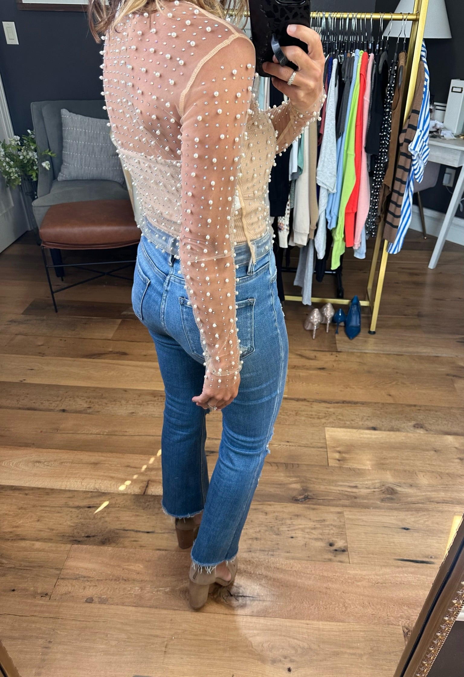 Hits Different Pearl Bead Mesh Top - Multiple Options-White Birch T24705r-Anna Kaytes Boutique, Women's Fashion Boutique in Grinnell, Iowa