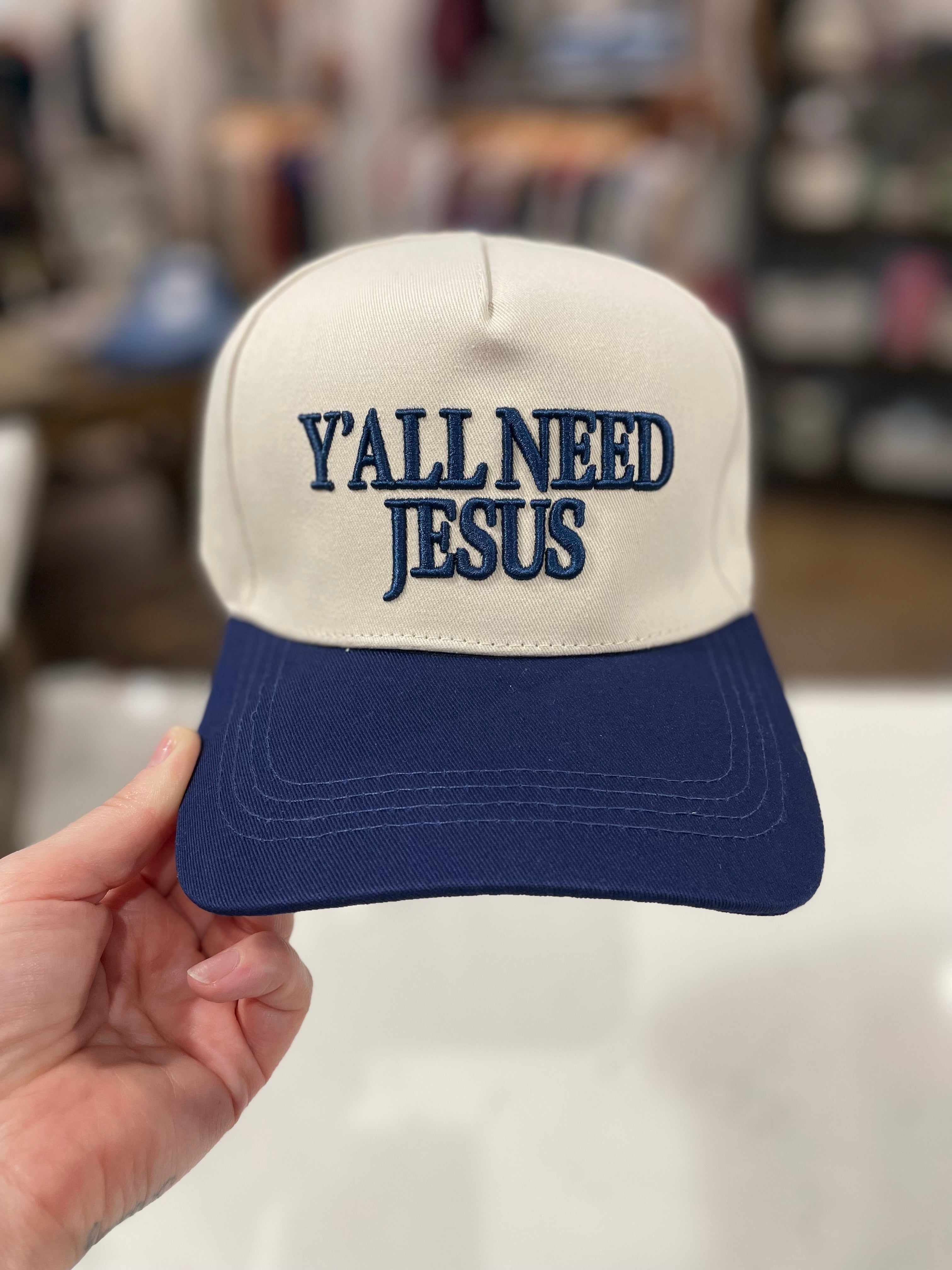 Y'all Need Jesus Baseball Cap-Hats-Zenana-Anna Kaytes Boutique, Women's Fashion Boutique in Grinnell, Iowa