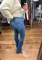 The Landyn Mid-Rise Mini Flare Denim With Raw Hem-Jeans-Vervet-Anna Kaytes Boutique, Women's Fashion Boutique in Grinnell, Iowa