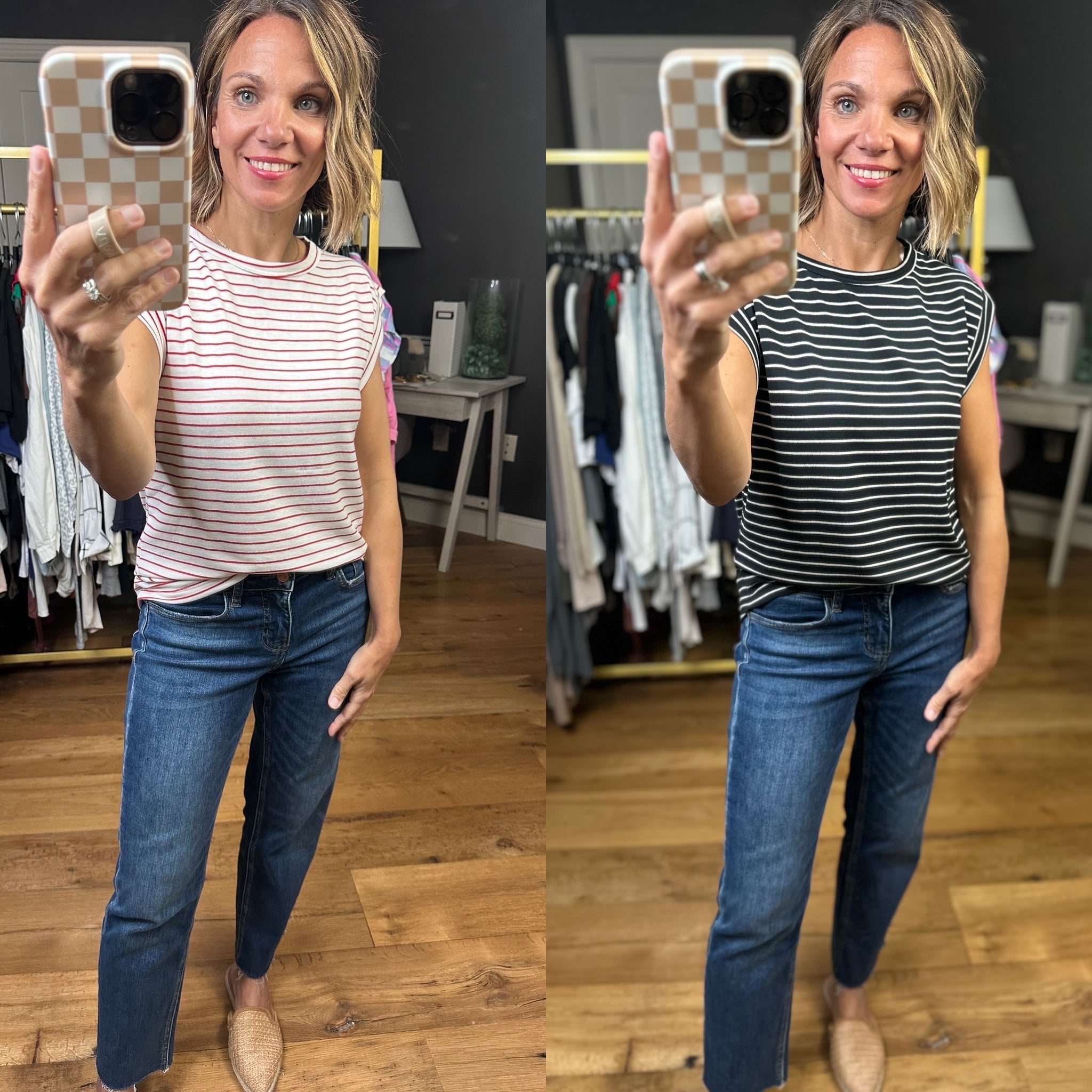 The Right Questions Striped Cap-Sleeve Top - Multiple Options-Staccato-Anna Kaytes Boutique, Women's Fashion Boutique in Grinnell, Iowa