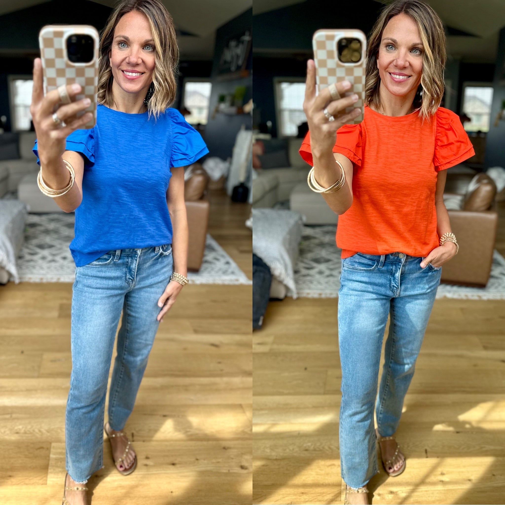Right Back Here Flutter-Sleeve Top - Multiple Options-THML-Anna Kaytes Boutique, Women's Fashion Boutique in Grinnell, Iowa