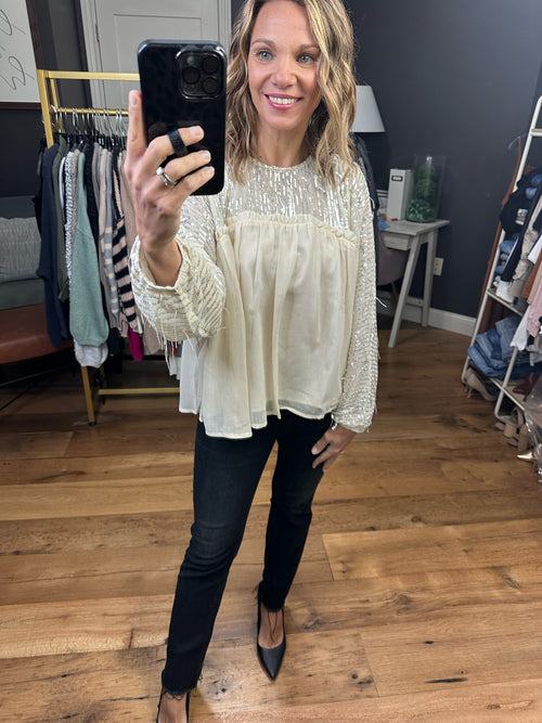 All Good Things Sequin Detail Top - Ivory-Merci MTP2789-RW-Anna Kaytes Boutique, Women's Fashion Boutique in Grinnell, Iowa