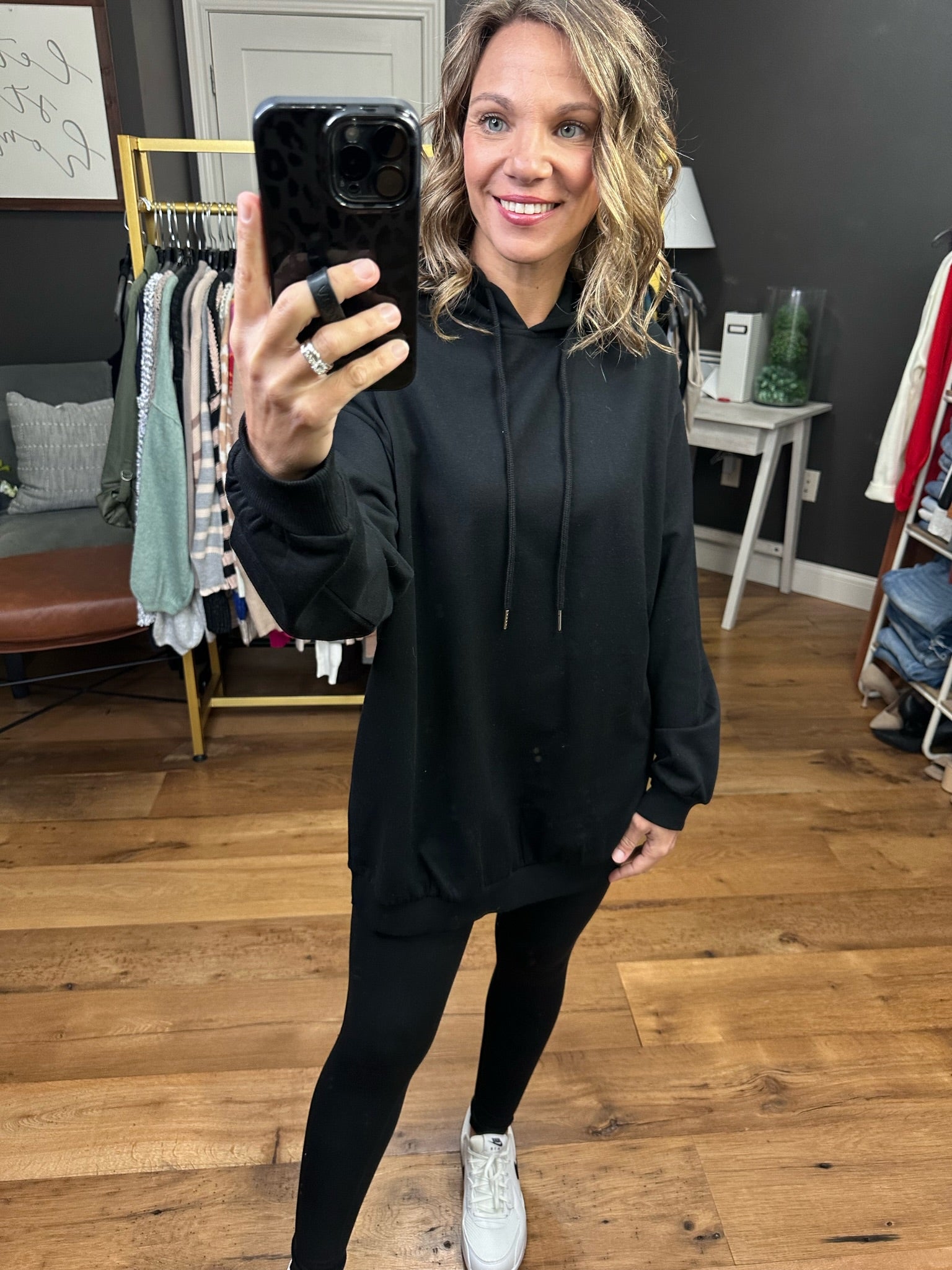 The Chelsea Lightweight Hoodie - Black-Hoodies-Active Basics T12443-Anna Kaytes Boutique, Women's Fashion Boutique in Grinnell, Iowa