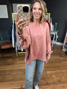 The Right Era Washed Oversized Crew - Marsala-Easel-Anna Kaytes Boutique, Women's Fashion Boutique in Grinnell, Iowa