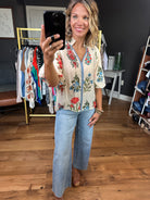 Garden Charm Floral Top - Oat Multi-Short Sleeves-THML-Anna Kaytes Boutique, Women's Fashion Boutique in Grinnell, Iowa