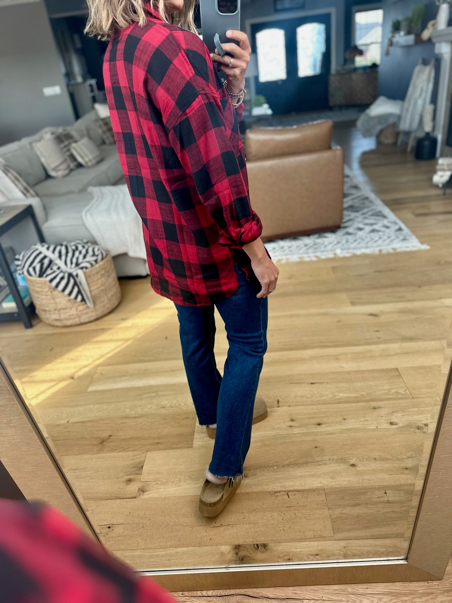 Find My Way Plaid Button-Down Top-Be Cool-Anna Kaytes Boutique, Women's Fashion Boutique in Grinnell, Iowa