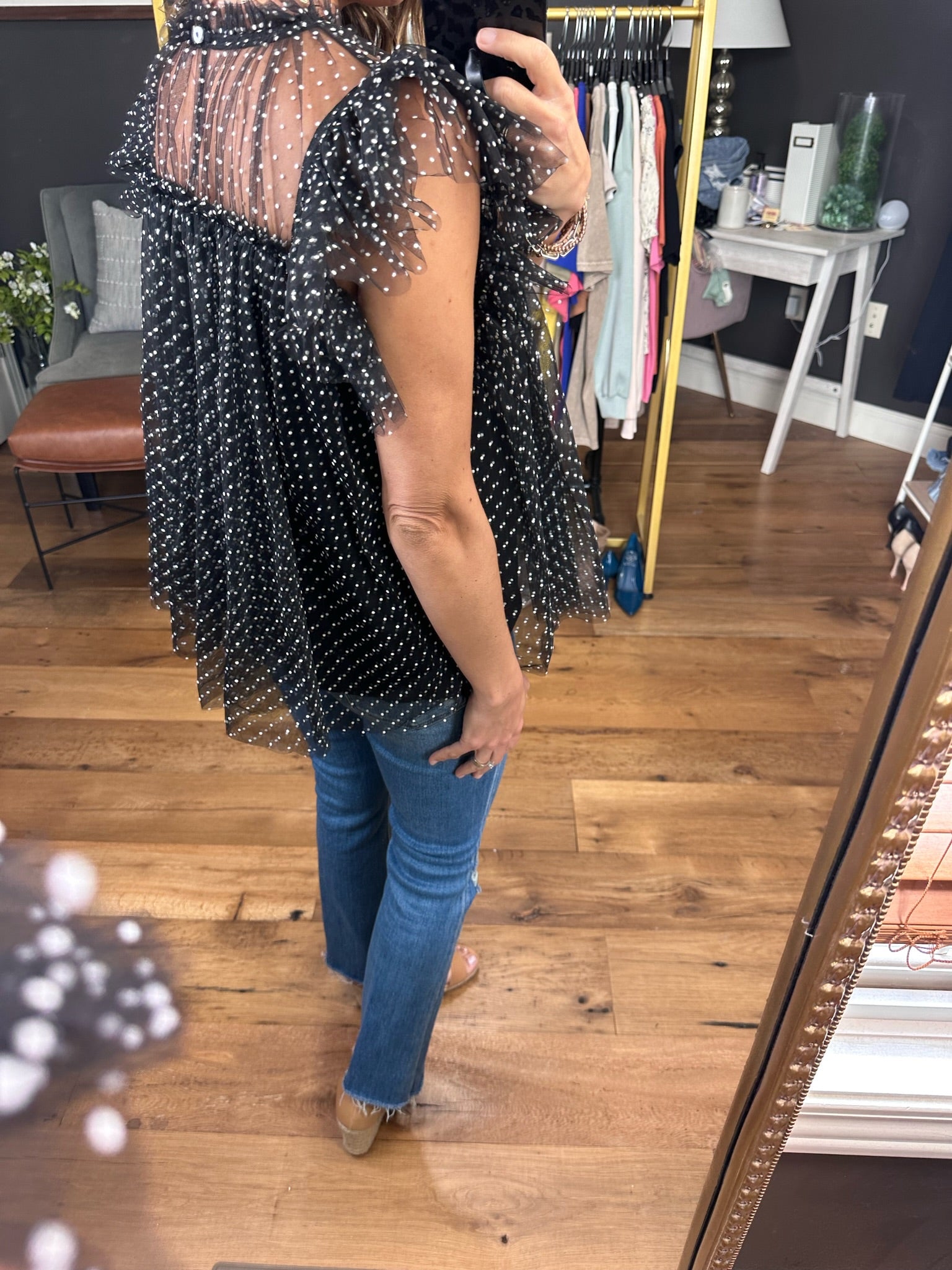 Treat Me Better Tulle Top With Flutter Detail - Multiple Options