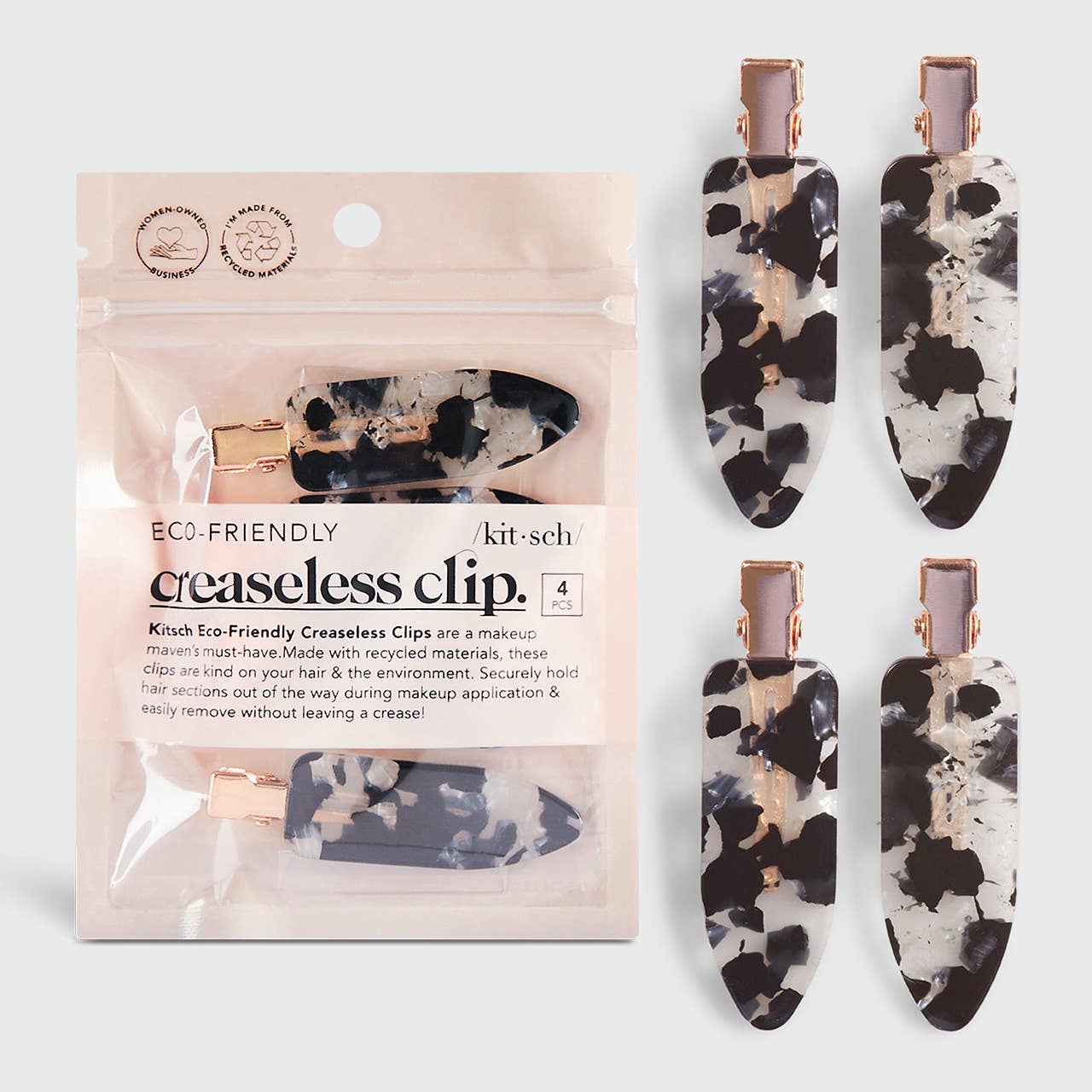 Eco-Friendly Creaseless Clips 4pc Set - Black Terrazzo-KITSCH-Anna Kaytes Boutique, Women's Fashion Boutique in Grinnell, Iowa