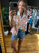 Under Sun Odds Floral Button Top-Short Sleeves-Entro-Anna Kaytes Boutique, Women's Fashion Boutique in Grinnell, Iowa