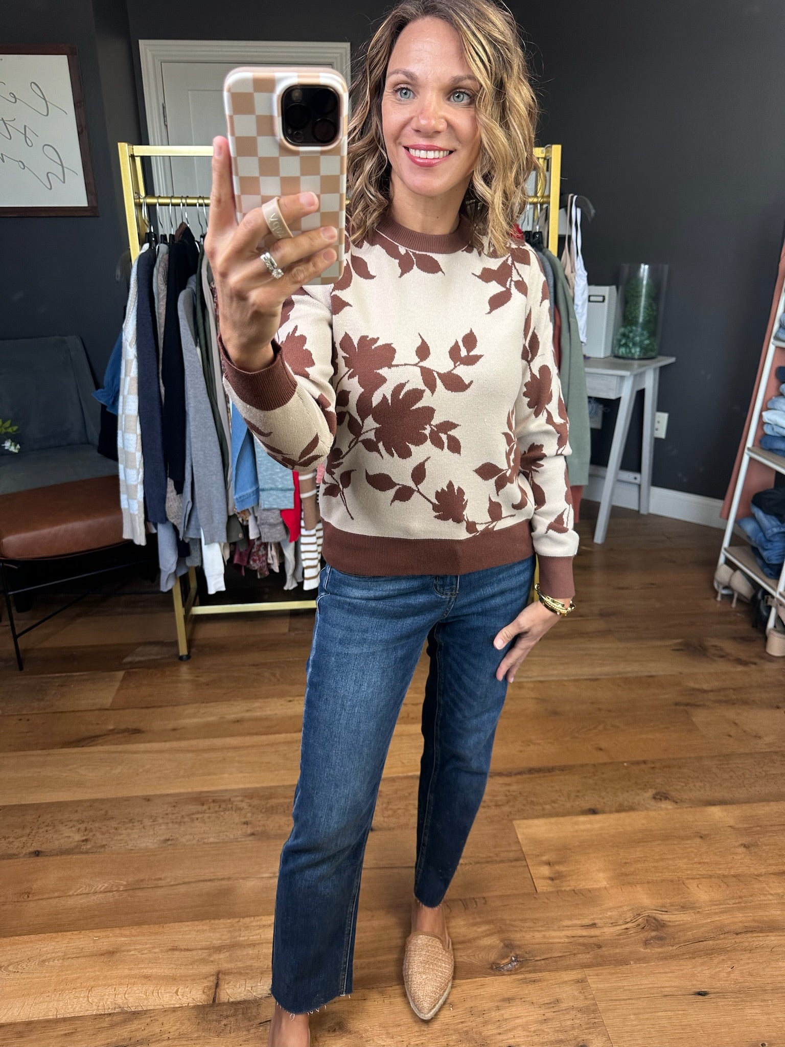 A New Leaf Crew Sweater - Oatmeal-Staccato-Anna Kaytes Boutique, Women's Fashion Boutique in Grinnell, Iowa