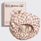 Satin Lined Flexi Shower Cap - Terracotta Checker-Hair Accessories-KITSCH-Anna Kaytes Boutique, Women's Fashion Boutique in Grinnell, Iowa