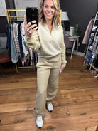 The Jenna Vintage Fleece Lounge Pant - Taupe-Two Piece Set-Mono B Kp12076-Anna Kaytes Boutique, Women's Fashion Boutique in Grinnell, Iowa