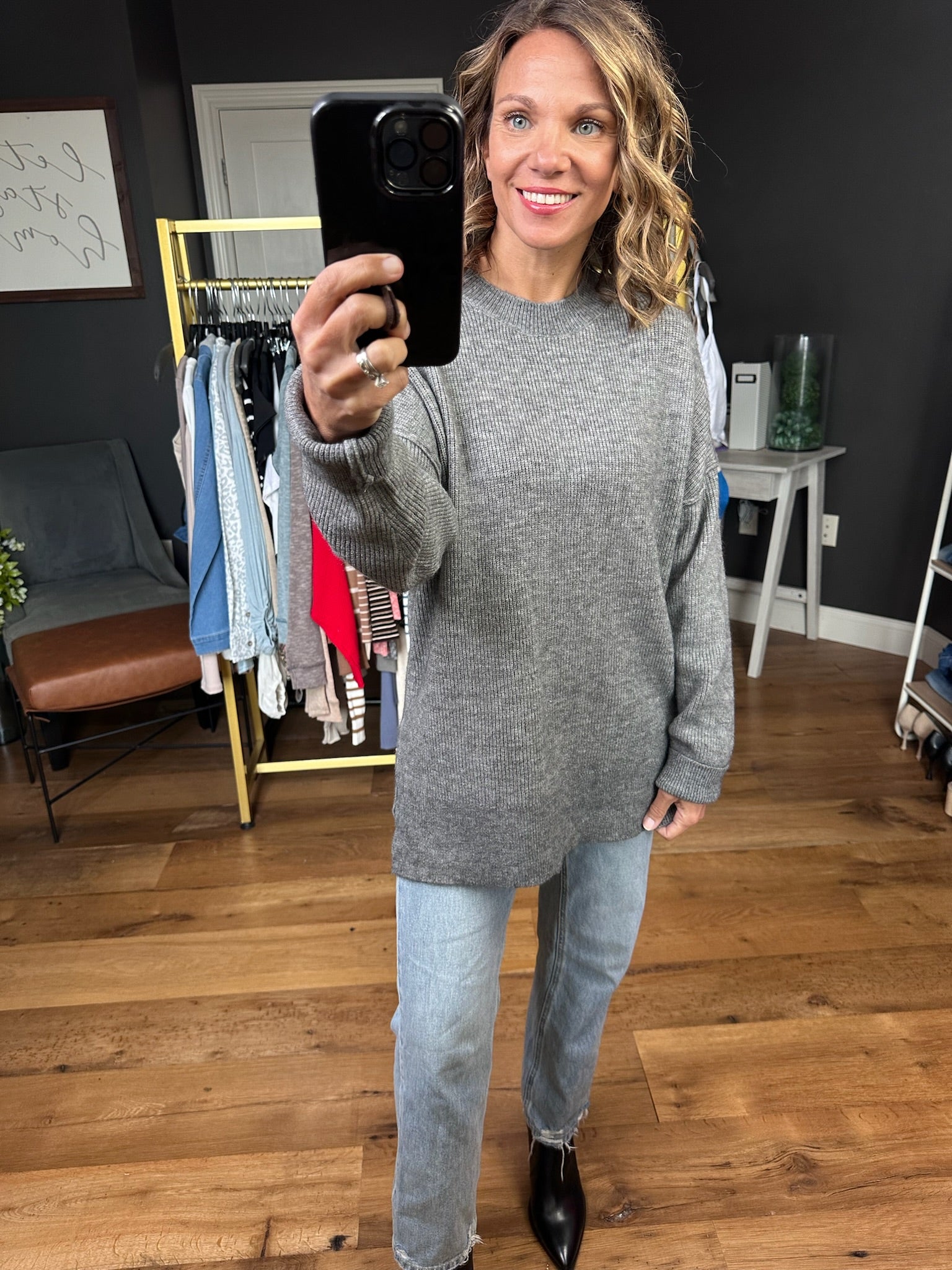 Fall Sentiment Crewneck Sweater - Heather Grey-Thread & Supply-Anna Kaytes Boutique, Women's Fashion Boutique in Grinnell, Iowa