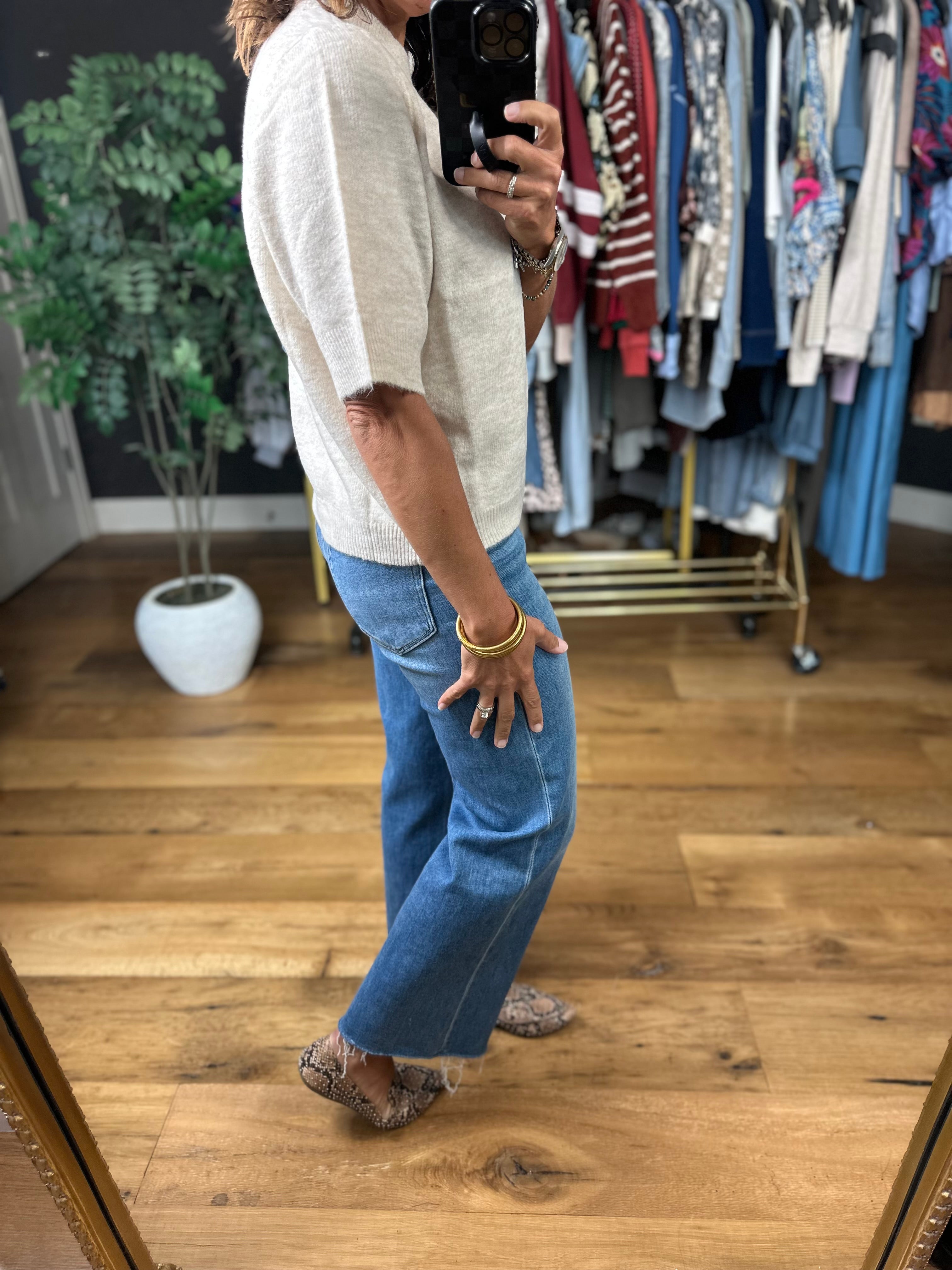 On The Record Knit Top-Short Sleeves-Blu Pepper-Anna Kaytes Boutique, Women's Fashion Boutique in Grinnell, Iowa