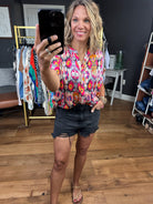 Plenty of Room Patterned Top - Fuschia Mix-Short Sleeves-Jodifl-Anna Kaytes Boutique, Women's Fashion Boutique in Grinnell, Iowa