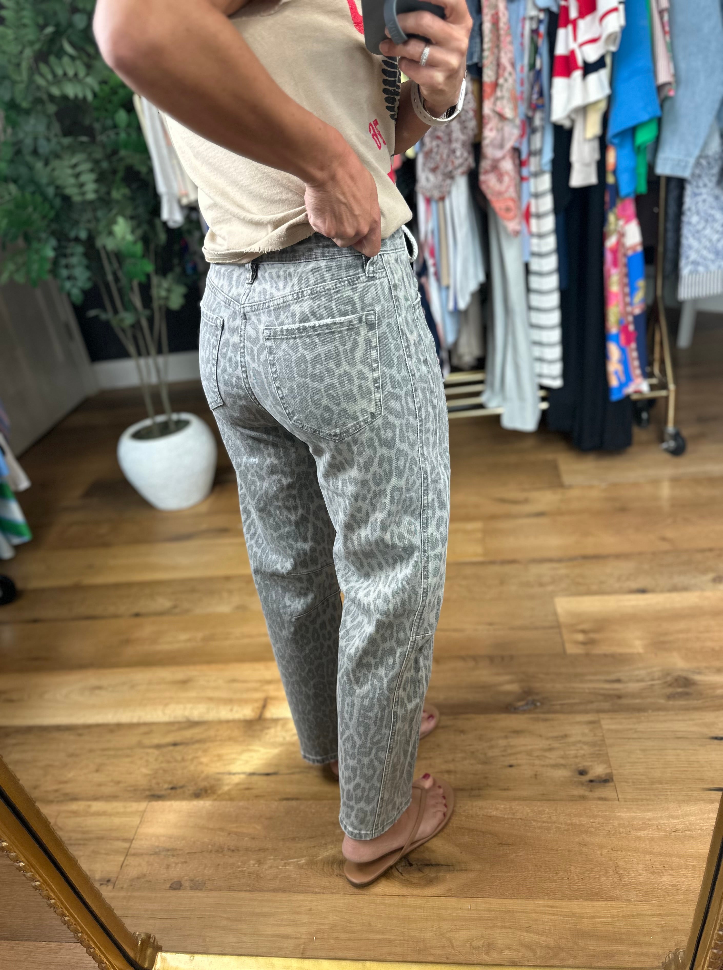 The Tia Leopard Barrel Jeans-Pants-Vervet-Anna Kaytes Boutique, Women's Fashion Boutique in Grinnell, Iowa