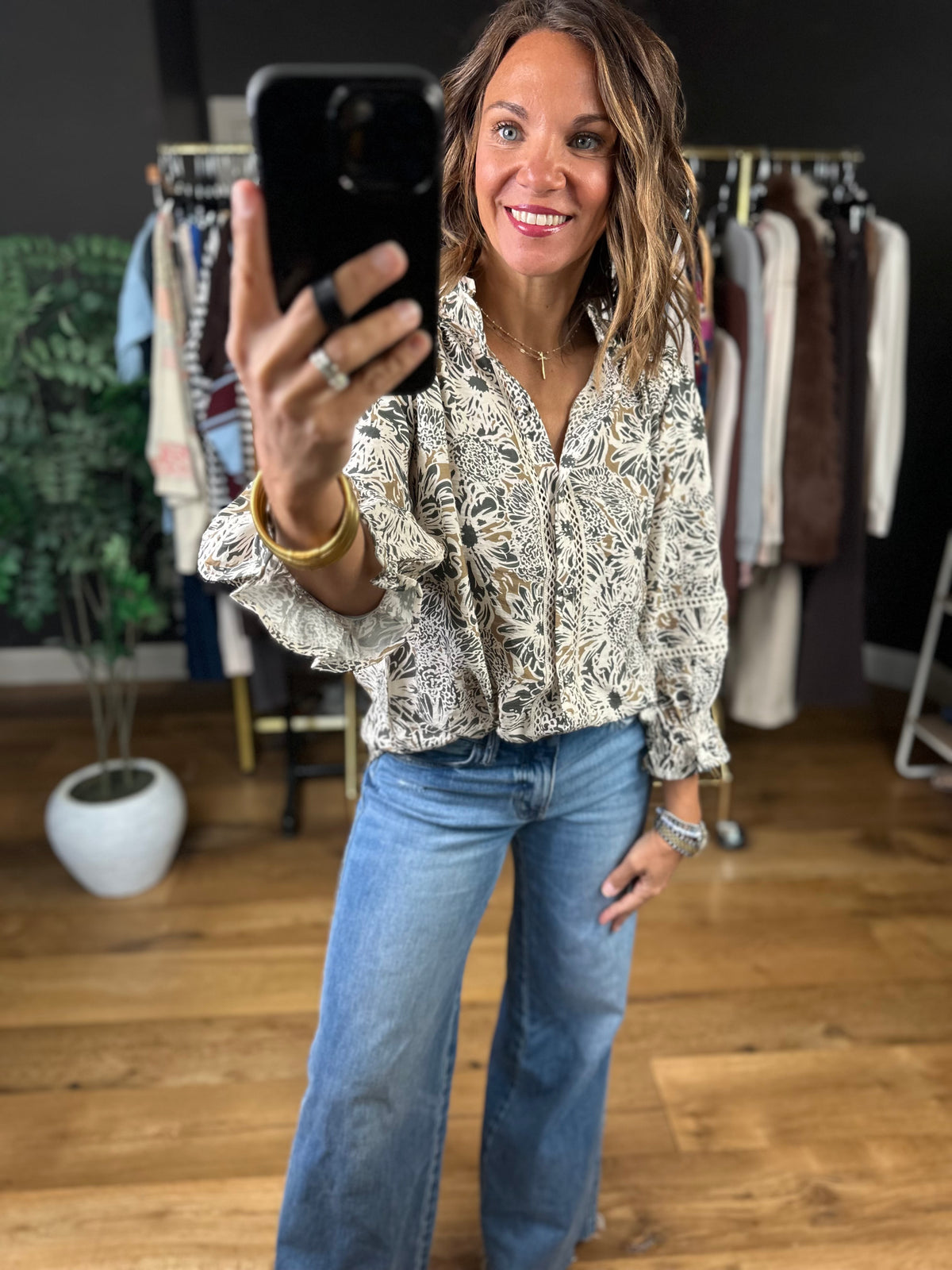 Promise Tomorrow Floral Button-Down Top-Long Sleeves-Umgee-Anna Kaytes Boutique, Women's Fashion Boutique in Grinnell, Iowa