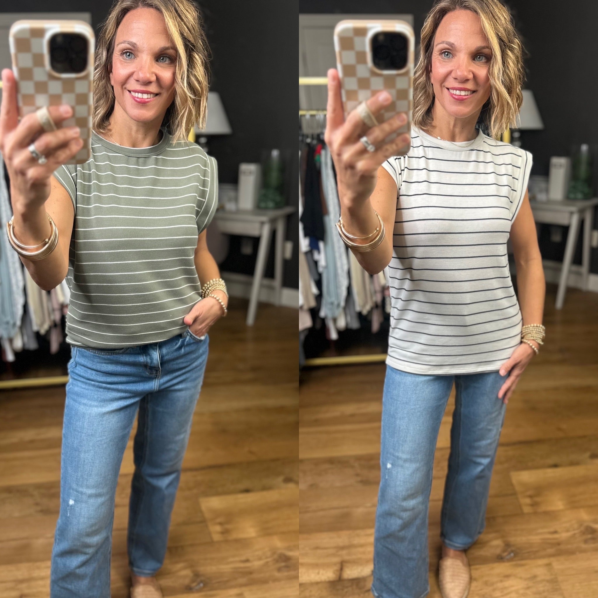 Where You Are Striped Cap-Sleeve Top - Multiple Options-Staccato-Anna Kaytes Boutique, Women's Fashion Boutique in Grinnell, Iowa