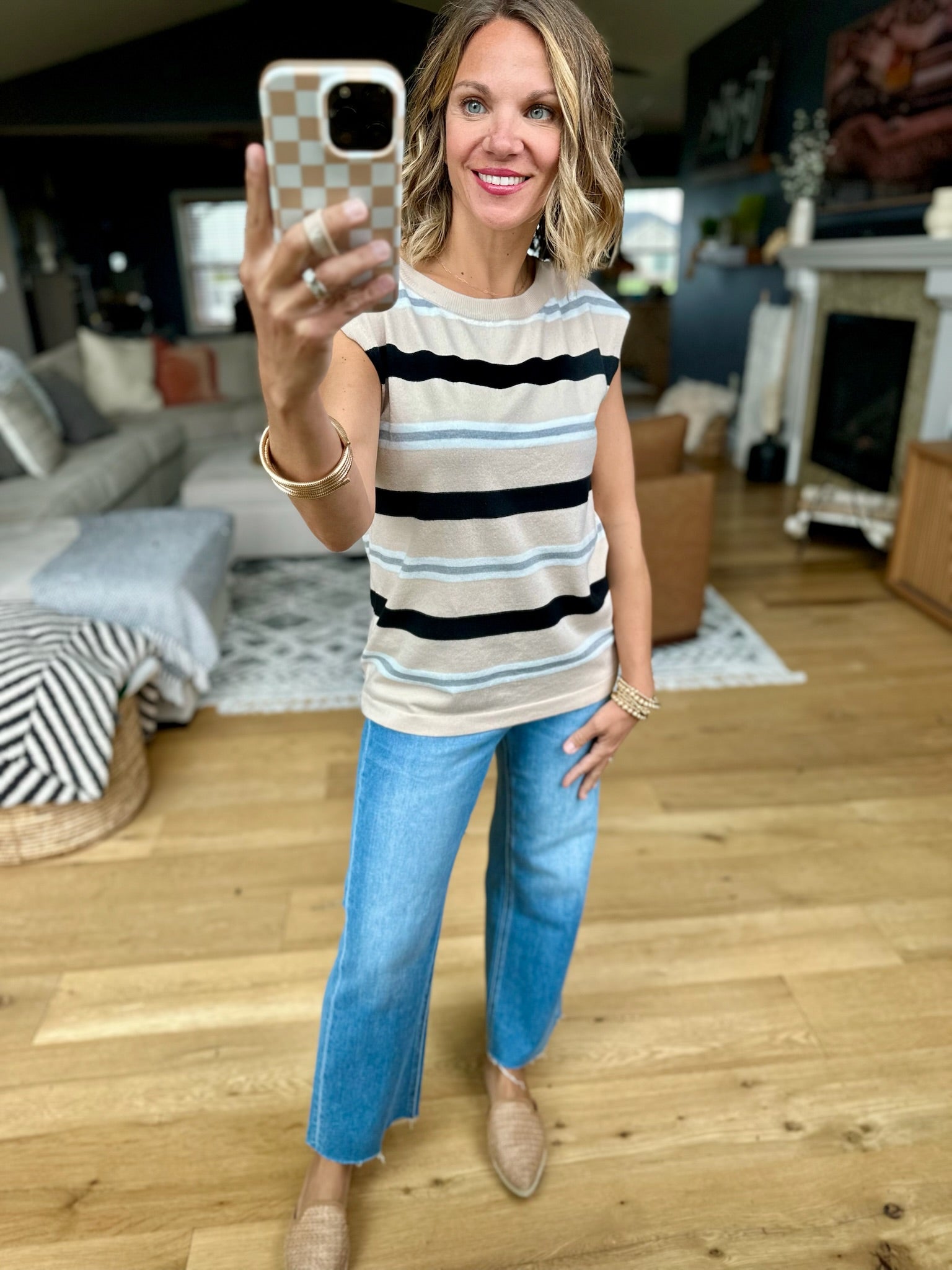 On And On Striped Top - Taupe-Staccato-Anna Kaytes Boutique, Women's Fashion Boutique in Grinnell, Iowa
