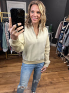 The Jenna Two-Toned Vintage Fleece Zip Pullover - Taupe-Sweaters-Mono B Kt12077-Anna Kaytes Boutique, Women's Fashion Boutique in Grinnell, Iowa