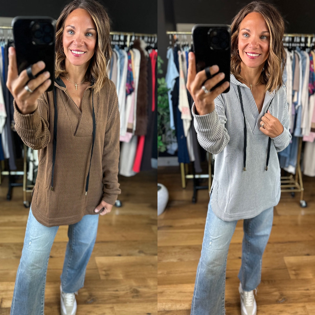 The Right Time Ribbed Hoodie-sweater-Doe & Rae-Anna Kaytes Boutique, Women's Fashion Boutique in Grinnell, Iowa