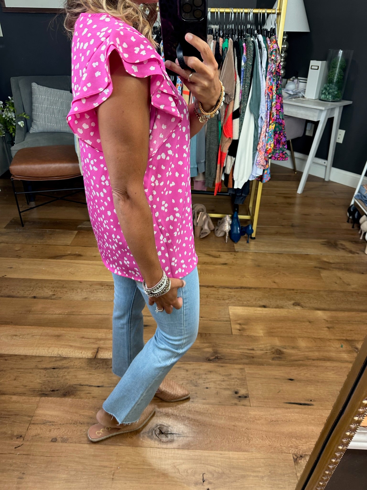 Heard Right Patterned Top - Hot Pink
