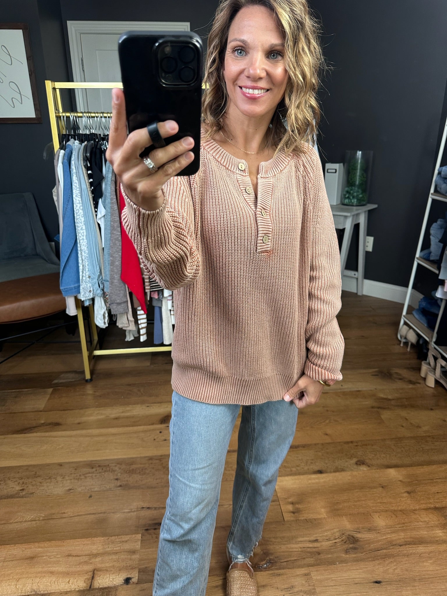 Stepping In Textured Henley Sweater - Multiple Options-Staccato-Anna Kaytes Boutique, Women's Fashion Boutique in Grinnell, Iowa