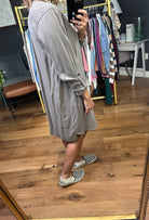 See This Through Tencel Dress - Earth Grey-Be Cool-Anna Kaytes Boutique, Women's Fashion Boutique in Grinnell, Iowa